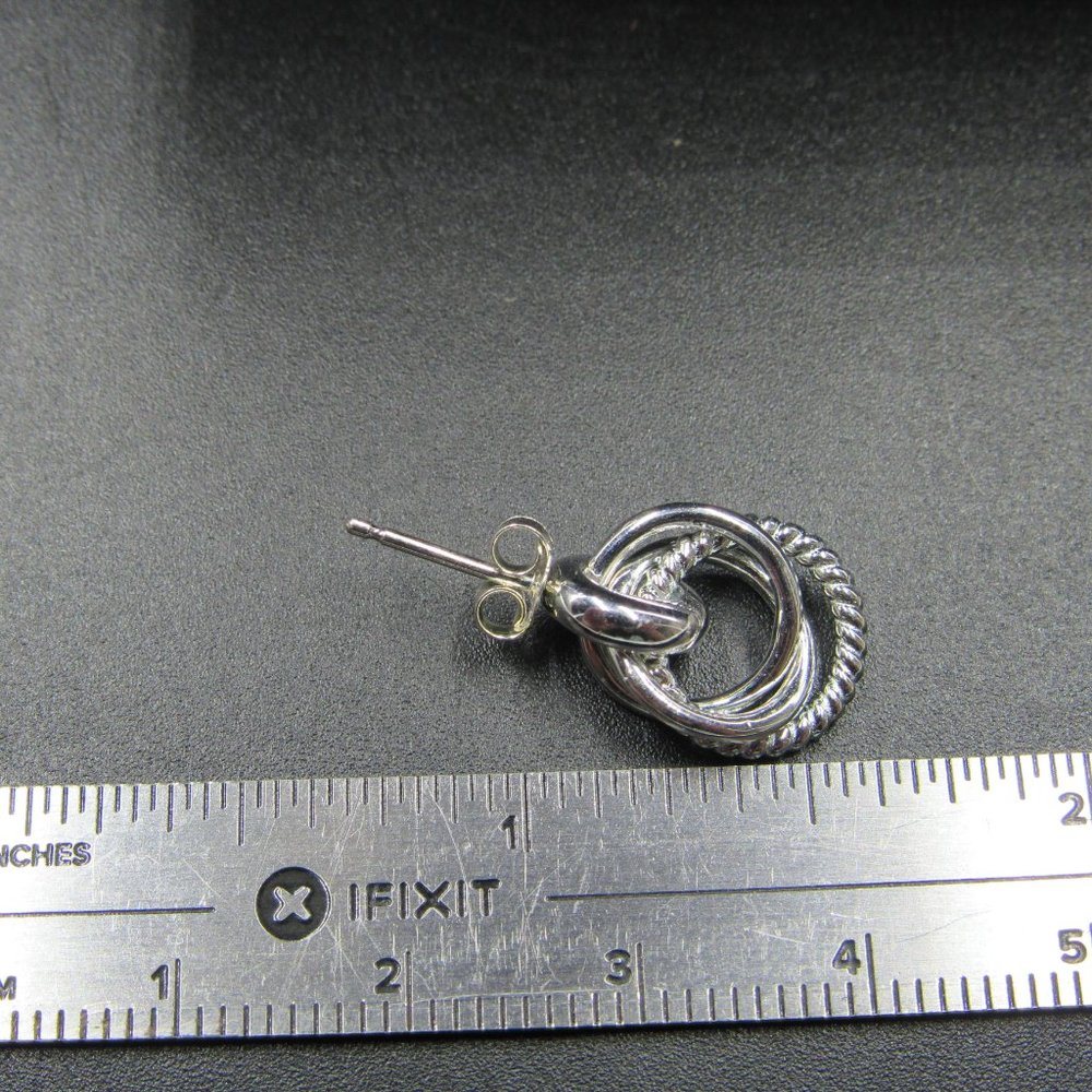 Sterling Small Textured Circle Dangle Earrings - image 5